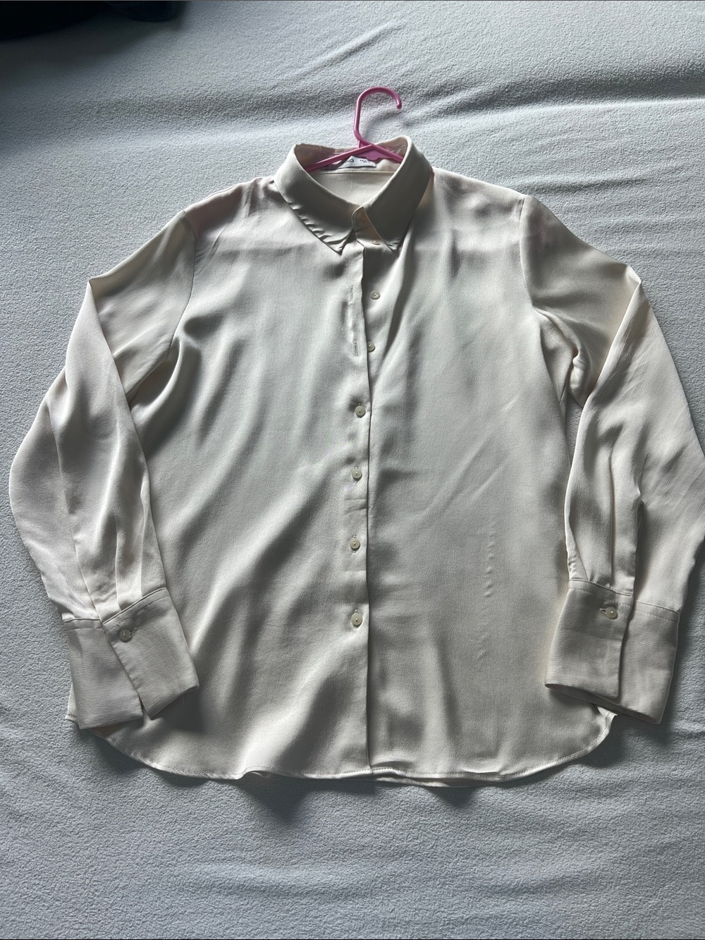 Mango Cream Collared Satin Blouse